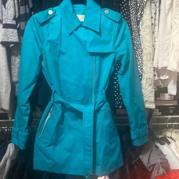 Michael Kors Turquoise Trench Coat - Picture 3 of 11